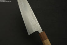 Load image into Gallery viewer, Naoki Mazaki Hon Sanmai Blue2 Damascus Santoku 180mm with Kiri Box