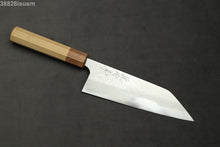 Load image into Gallery viewer, Naoki Mazaki Hon Sanmai Blue2 Damascus Santoku 180mm with Kiri Box