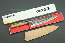 Load image into Gallery viewer, Mutsumi Hinoura White2 Kurouchi Hammered Gyuto 240mm with Saya MH-D