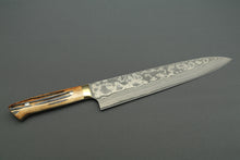 Load image into Gallery viewer, Takeshi Saji 31-Layer VG10 Nickel Damascus 270mm Gyuto Stag Handle with Saya TS-2