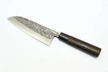 Load image into Gallery viewer, YOSHITAKA 165mm Blue 2 Nashiji Santoku Japanese Kitchen Knife with Saya

